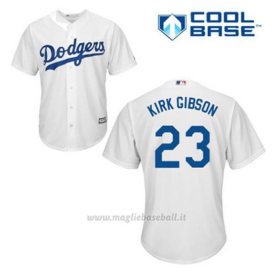 Maglia Baseball Uomo Los Angeles Dodgers Kirk Gibson 23 Bianco 1ªCool Base